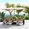 13FT Outdoor Patio Umbrella with Solar LED Lights for Backyard Relaxation